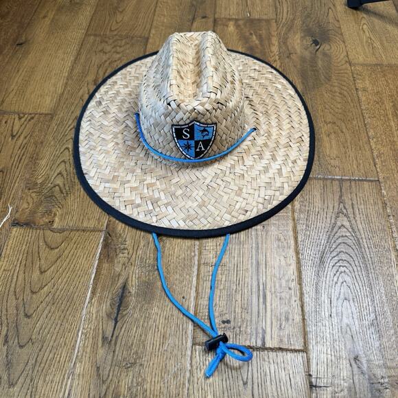 SA co Accessories - SA Fishing Co. Kids Wide Brim Sturdy 100% Straw Hat UPF 50 Wind Resistant